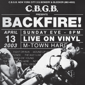 Backfire! – Live At CBGB's LP splatter 250 Ex.